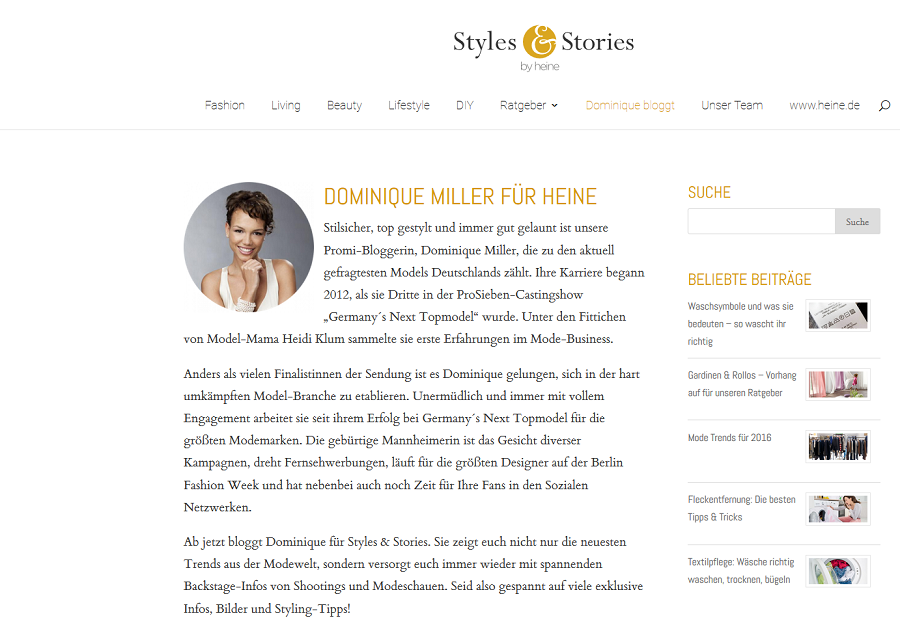Germanys next Topmodel Kandidatin Dominique Miller bloggt