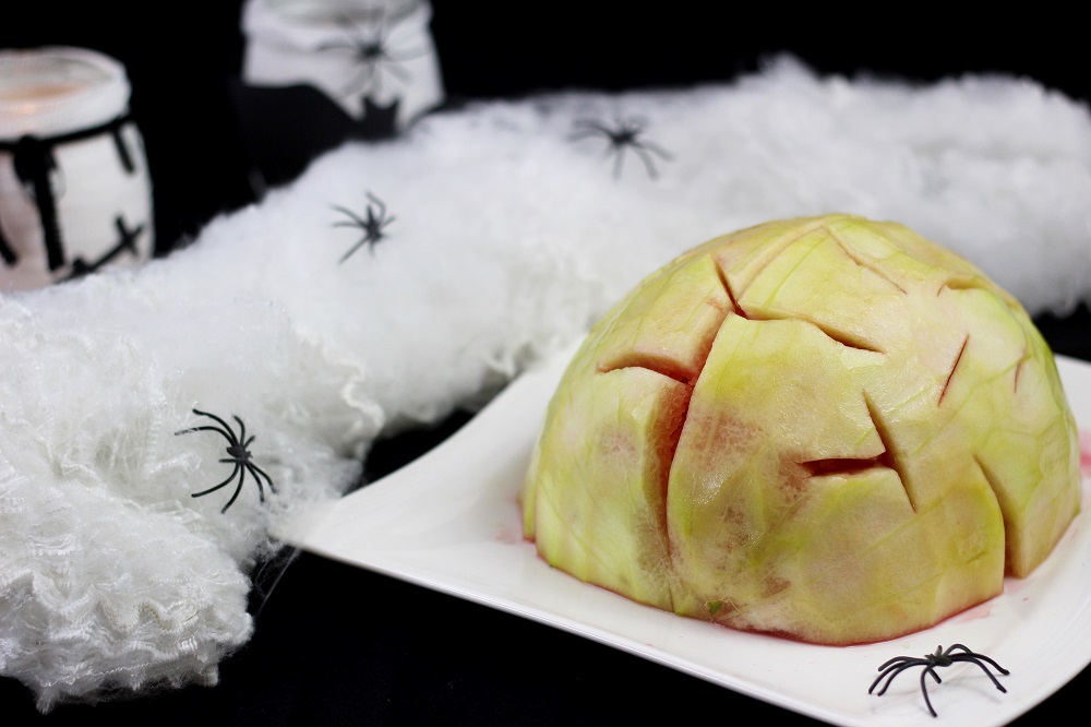 Halloweensnacks aus Obst| Gehirn aus Wassermelone