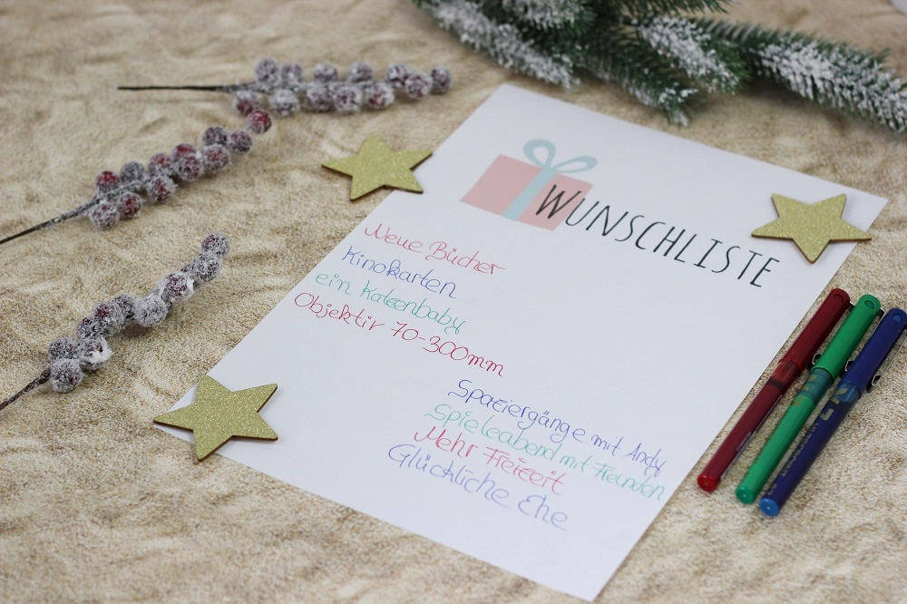 Wunschliste für Weihnachten schreiben 