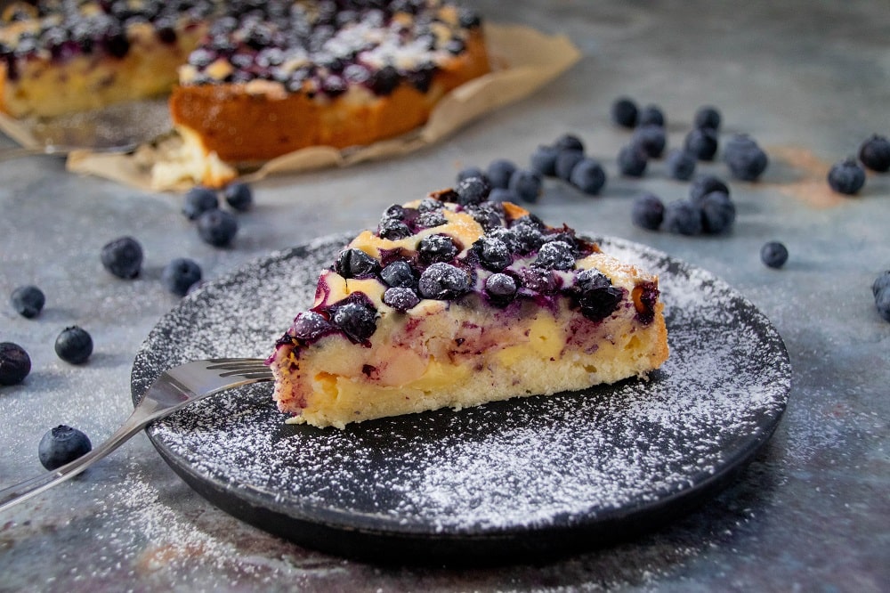 Blaubeerkuchen mit Pudding