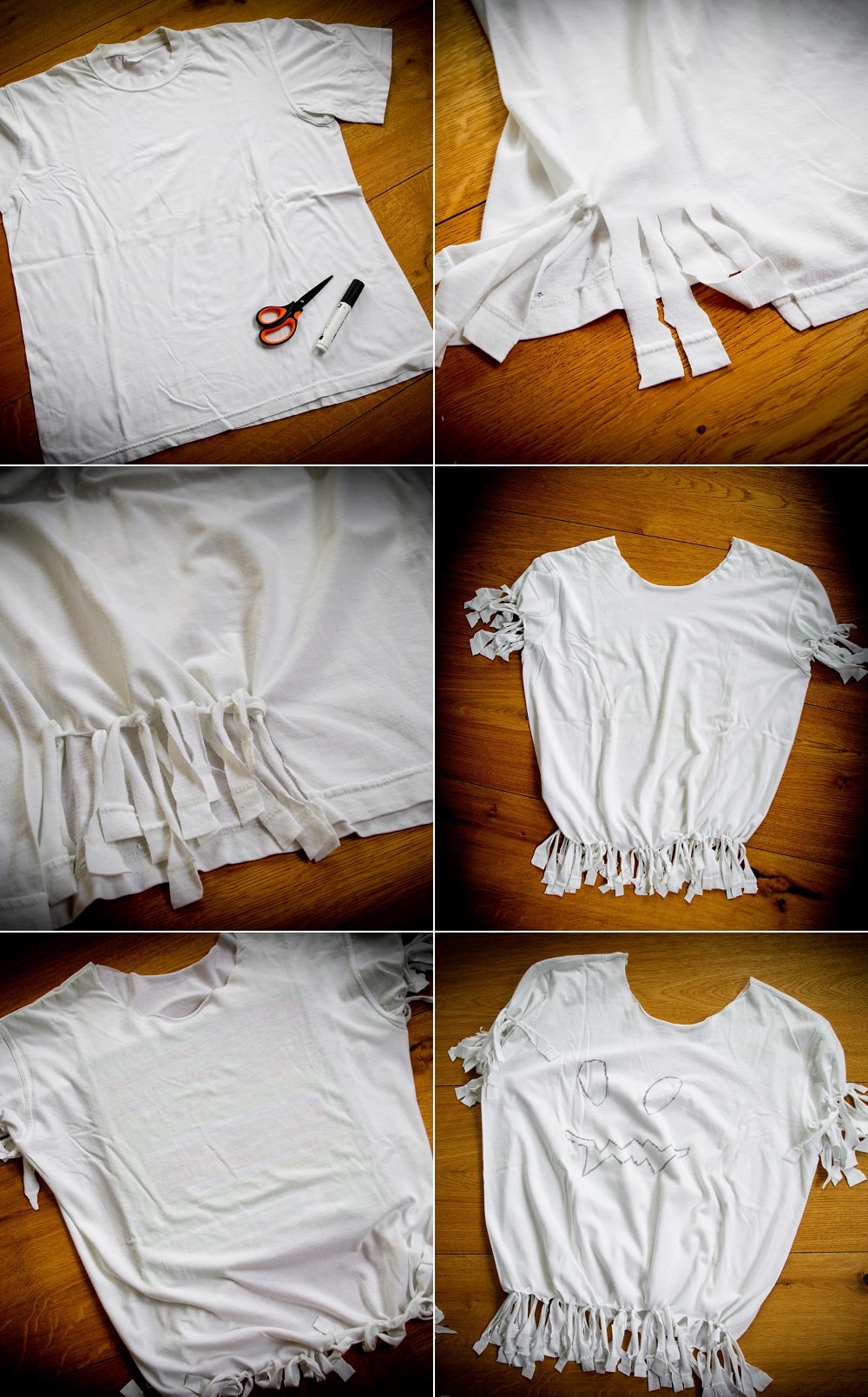 Geisterkostüm aus weißem Shirt